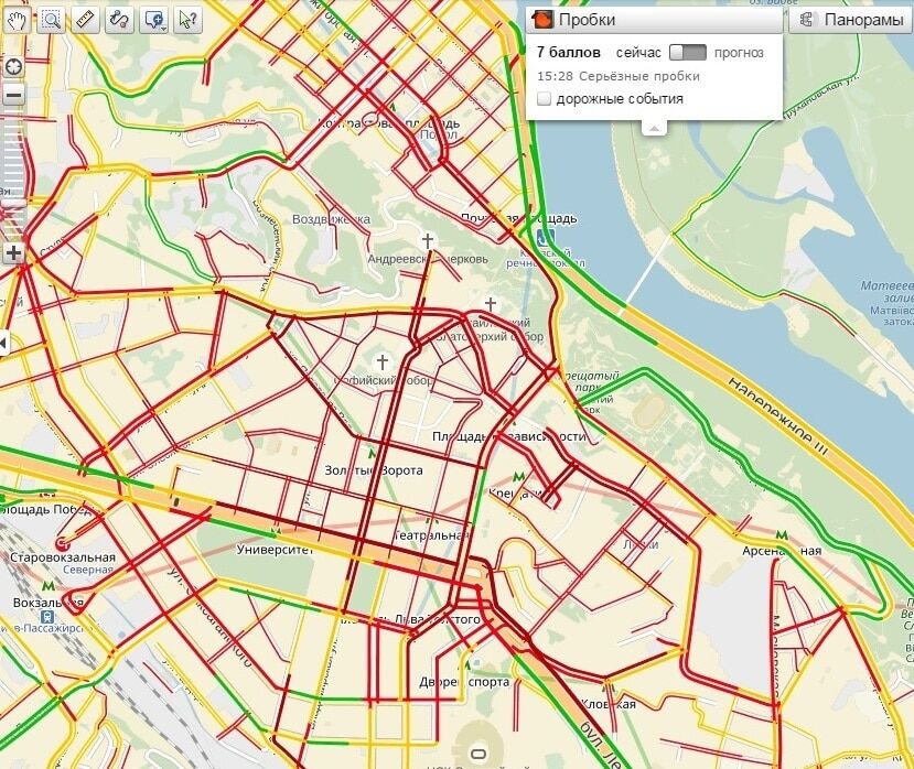 Дороги Киева парализовали 7-балльные пробки