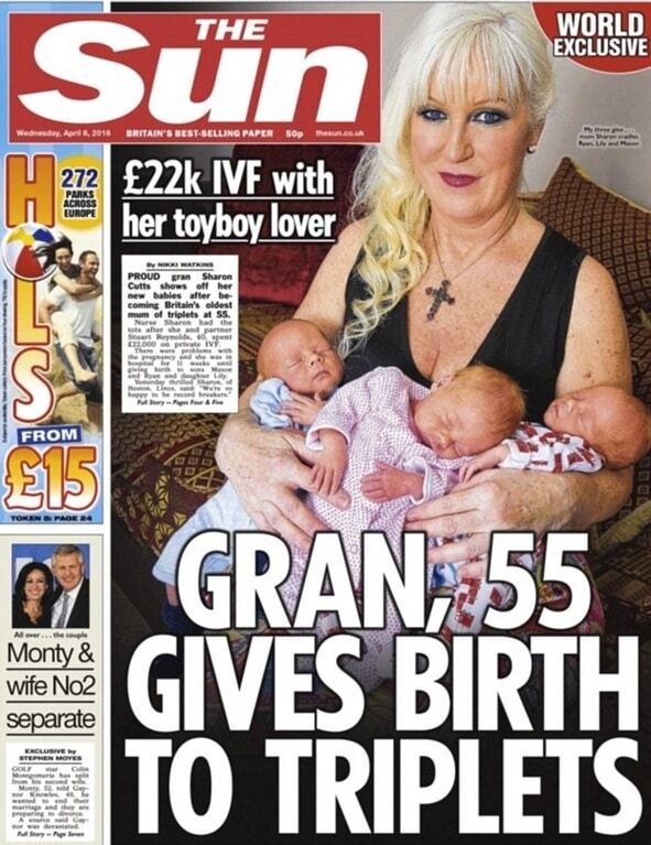 55-летняя британка родила тройню и стала самой пожилой мамой в стране