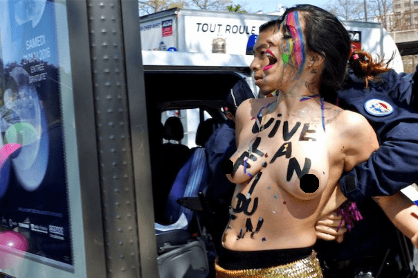 FEMEN во Франции устроили провокацию на 1 мая