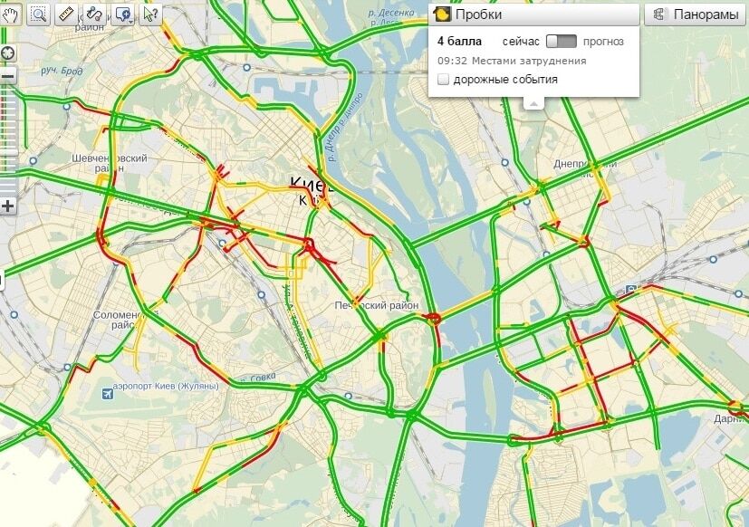 В Киеве утром образовался 3-километровый затор на левом берегу