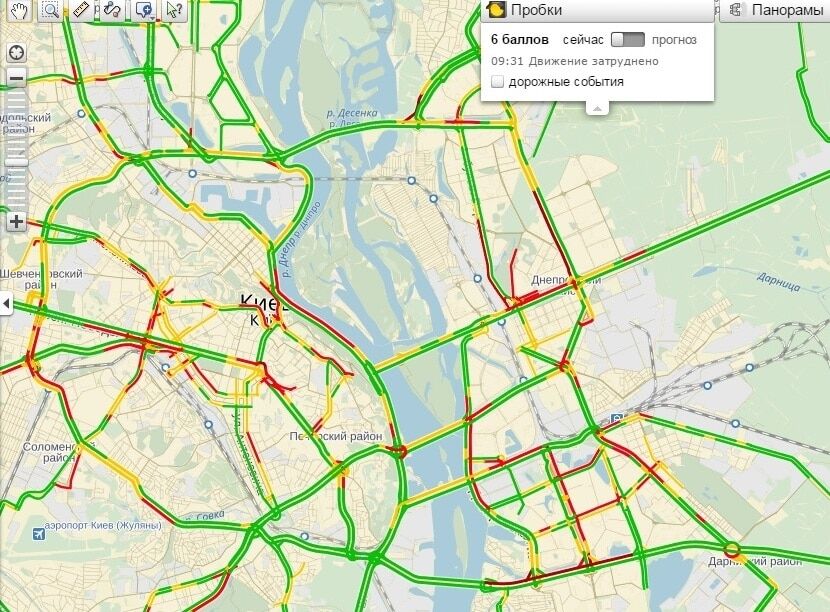 В Киеве дороги парализовали 6-балльные пробки