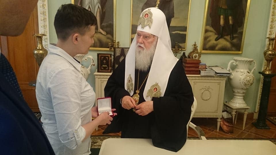 "Героев у нас много": Савченко встретилась с патриархом Филаретом. Опубликованы фото