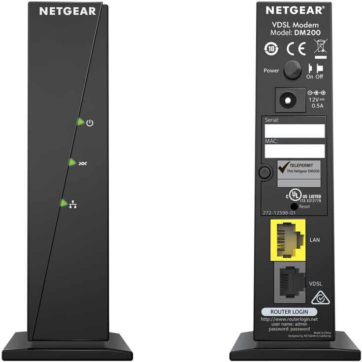 Модем Netgear DM200 поддерживает передачу данных по DSL со скоростью до 200 Мбит/с