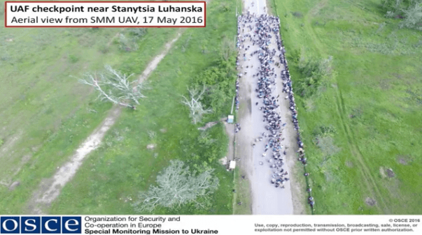 Очереди на КПВВ через линию разграничения: в ОБСЕ показали фото с беспилотников