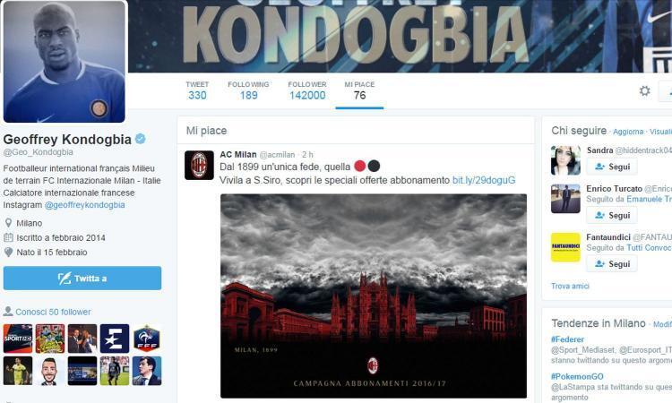 Миланский скандал: игрок "Интера" "лайкнул" страничку "Милана" в твиттере