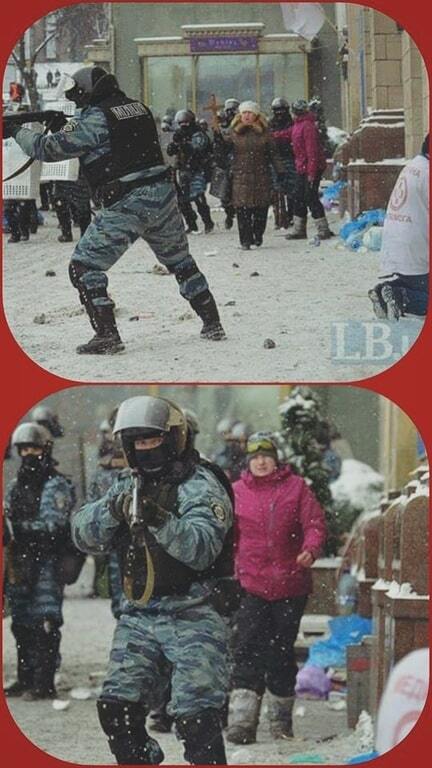 Савченко на Майдане...за спинами "Беркута"