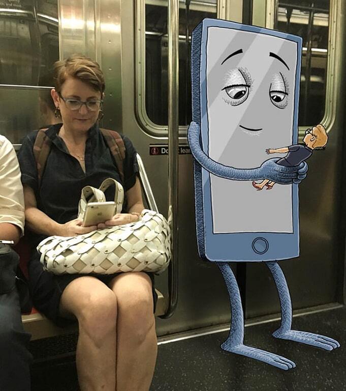 Узнай себя: художник из Нью-Йорка показал забавных монстров в метро