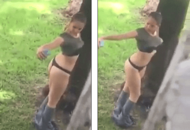 У мережу потрапило відео, як дівчина робить на вулиці селфі своїх сідниць