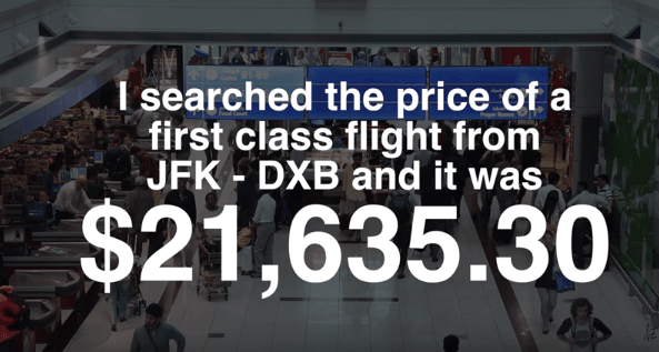 Икра, кровать, душ: видеоблогер случайно полетел рейсом из Дубая за $21 тысячу