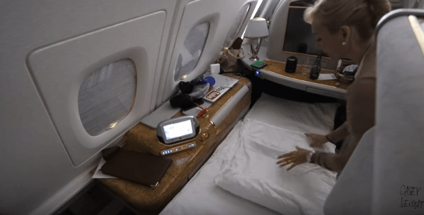 Икра, кровать, душ: видеоблогер случайно полетел рейсом из Дубая за $21 тысячу