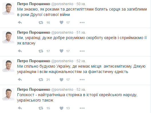 Порошенко о трагедии Бабьего Яра: украинцы хорошо понимают скорбь евреев