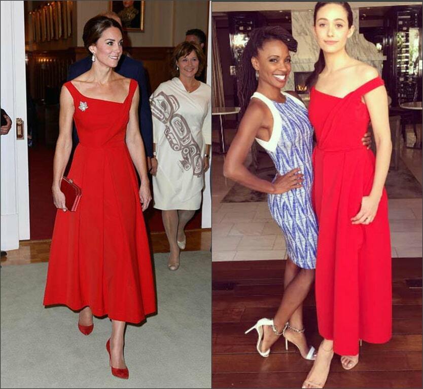 Модная битва: Кейт Миддлтон и Эмми Россум вышли в свет в одинаковых платьях