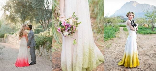 Необычные свадебные платья с цветным подолом стали новым модным трендом