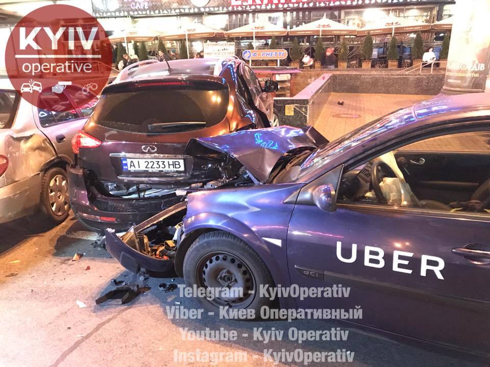 У Києві таксі Uber спровокувало масштабну ДТП: у мережу потрапило відео