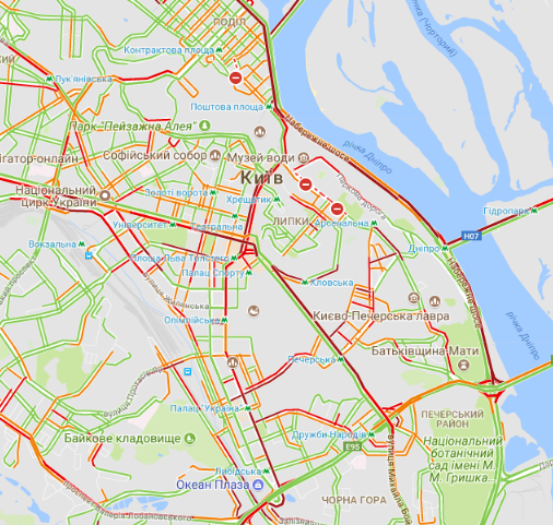 Киев застрял в огромных пробках: опубликована карта