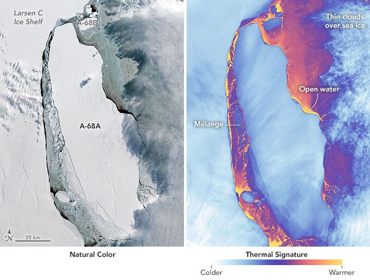 NASA показало впечатляющие фото крупнейшего в истории айсберга