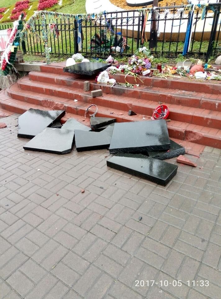 Стало відомо про долю вандала, який розбив пам'ятник Небесної Сотні в Києві