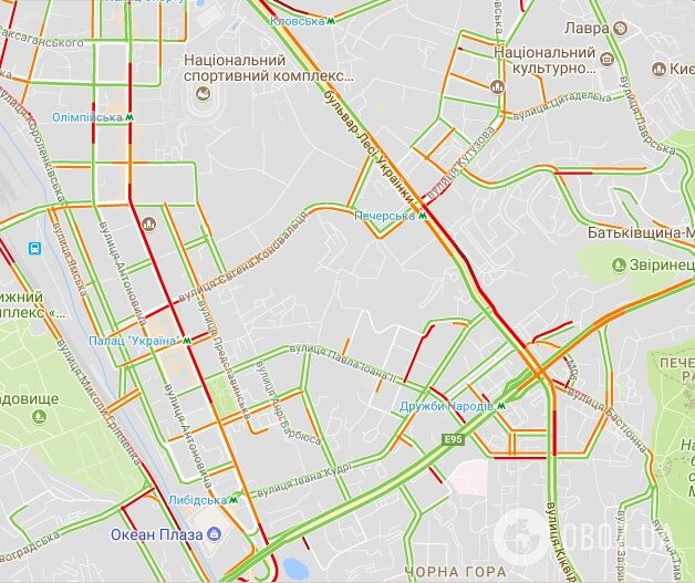 Киев застрял в огромных пробках: остановились мосты и центр города (карта)