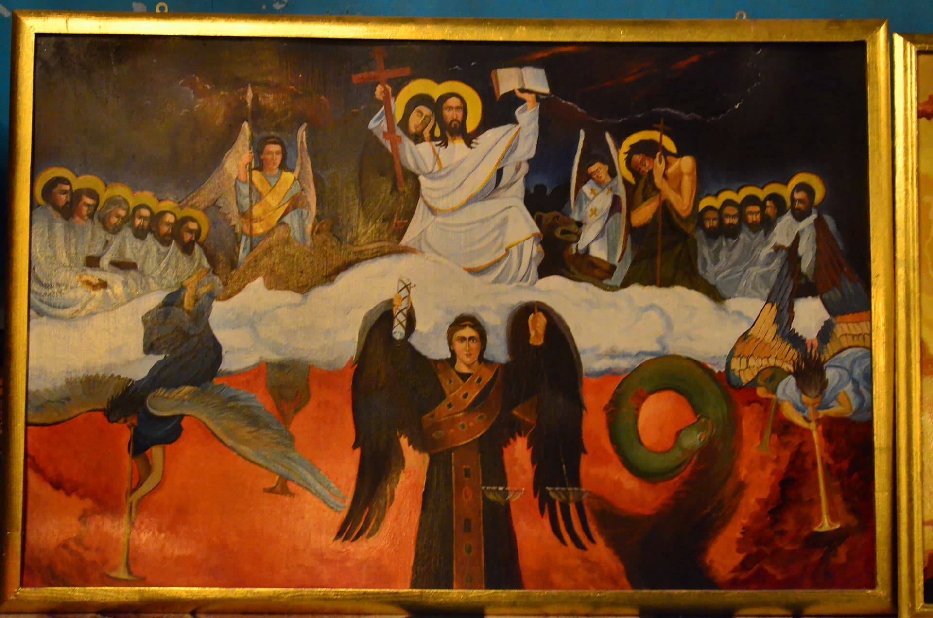 В українському храмі виявили ікону з голим Ющенком у пеклі: опубліковані фото