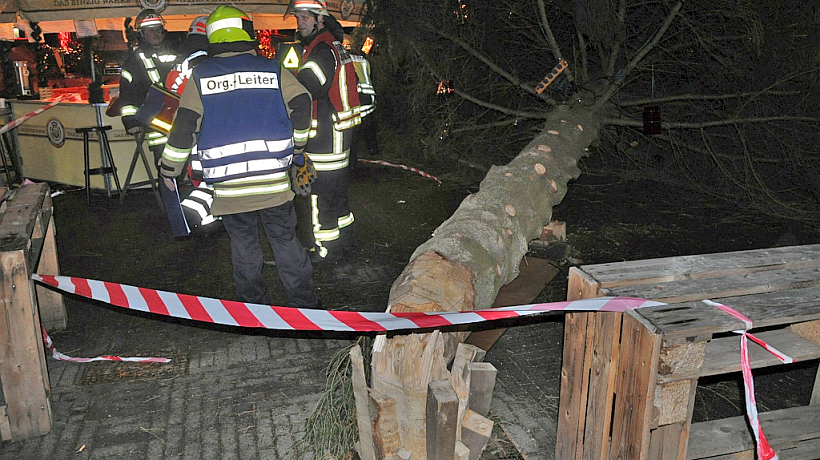 В Германии рождественская ель упала на детскую карусель: есть пострадавшие