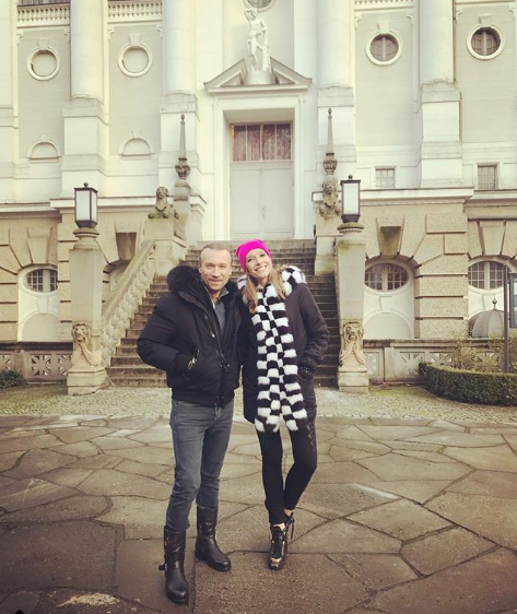 Олег Винник с Катей Осадчей на съемках в Берлине