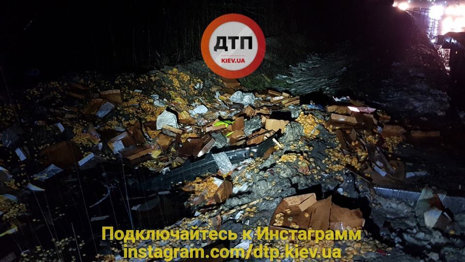 Останки двух фур, столкнувшихся лоб в лоб под Киевом, оставили в кювете