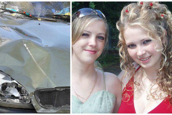 На фото - авто, которое сбило девушку, и погибшая Светлана Сапатинская с сестрой