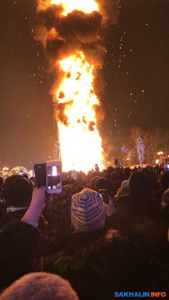 Один два три...! На Сахаліні випадково спалили 25-метрову новорічну ялинку