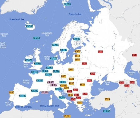 Украина возглавила рейтинг самых низких зарплат в Европе