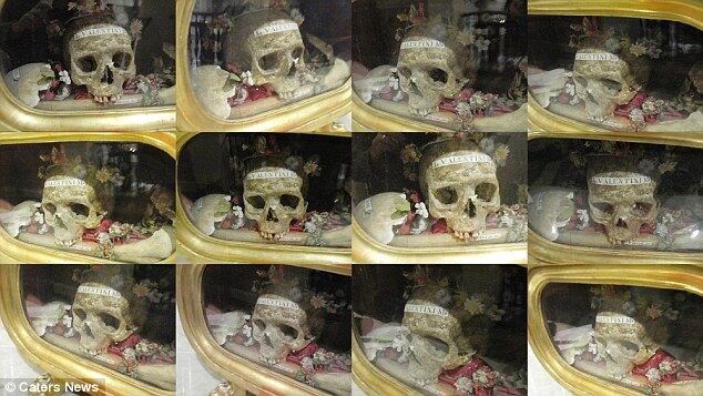 Around 250 photos were taken of St Valentine's skull, which is kept in the Basilica of Santa Maria of Cosmedin, in Rome