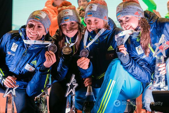 Жіноча збірна України покуражилася на медальній церемонії ЧС із біатлону
