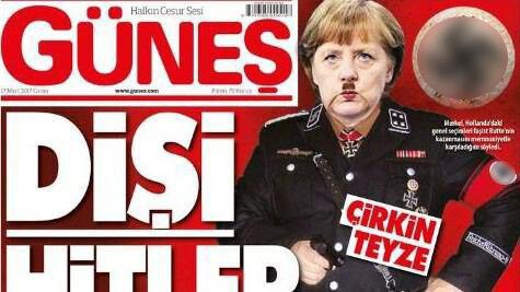 "Фрау Гитлер": турецкая газета "одела" Меркель в нацистскую униформу