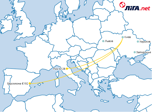 Інтерактивна карта лоукостів: куди і за скільки можна полетіти з України