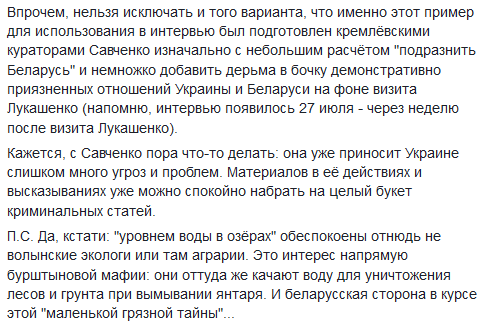 "Потеряли 100 метров земли": Савченко спровоцировала конфликт наездом на Беларусь