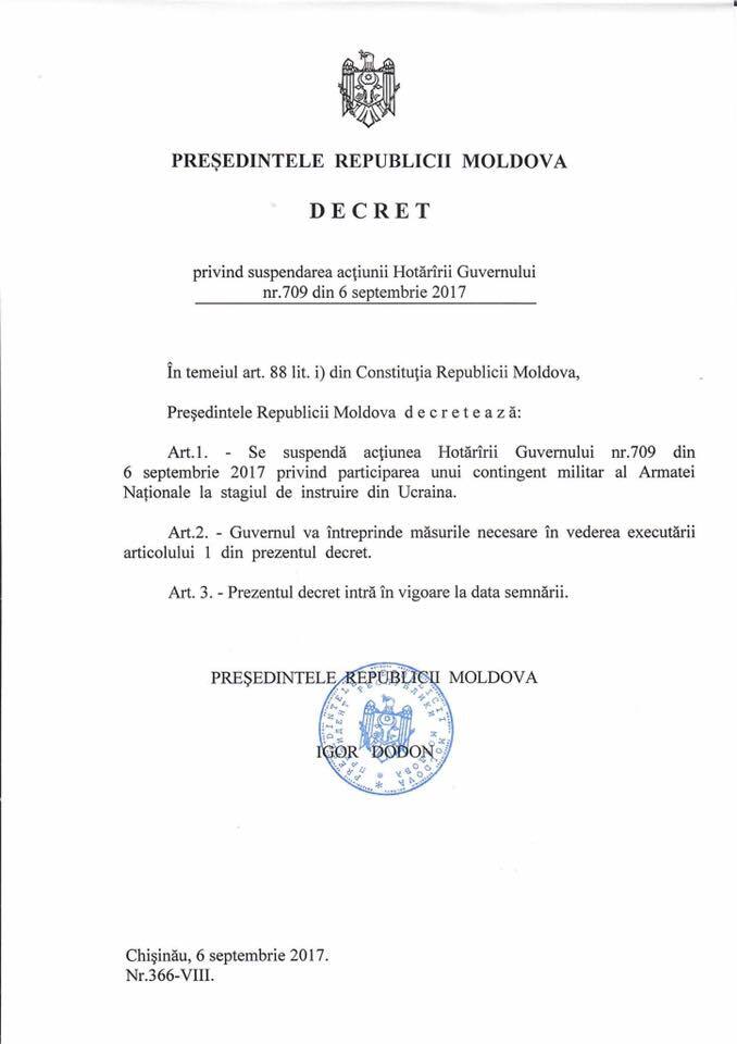 Додон вирішив вчинити розправу над військовими за участь в українському Rapid Trident