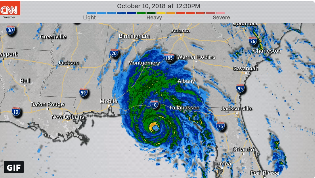 Швидкість поширення урагану "Майкл"