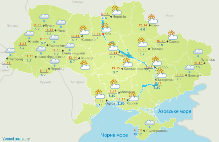 Похолодання і дощі: синоптики дали прогноз погоди на вихідні