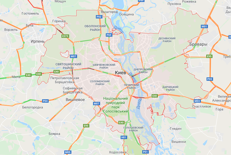 Киев сковали многокилометровые пробки: карта ''красных'' зон