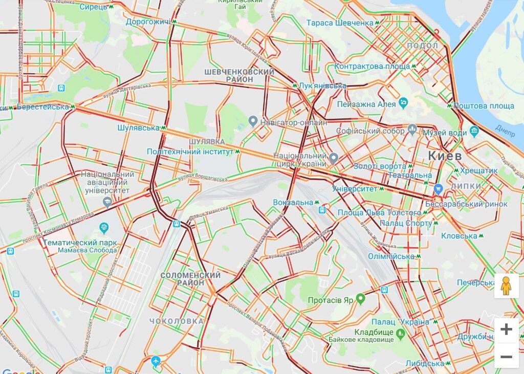 Київ скували багатокілометрові затори: мапа ''червоних'' зон
