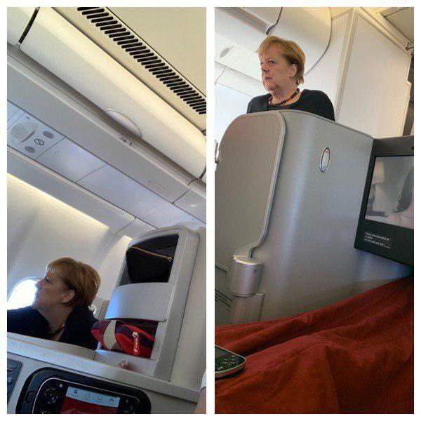 Спешила на саммит: Меркель застукали в обычном самолете. Фотофакт