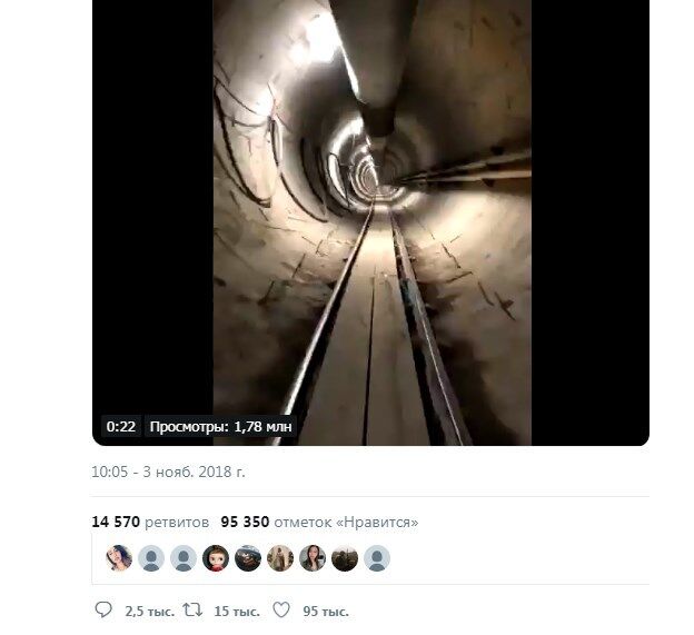 ''Готовимся к вечеринке'': Маск показал поездку в тоннеле Hyperloop