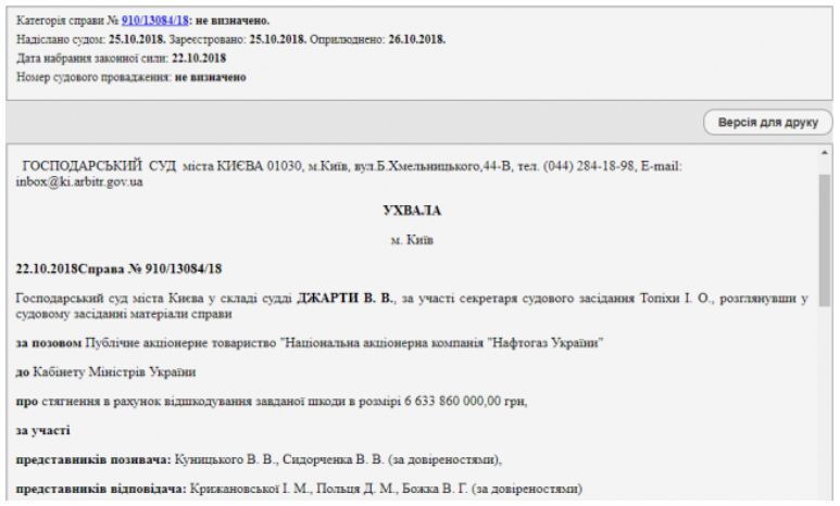 "Нафтогаз" подал в суд на Кабмин: что известно о громком решении