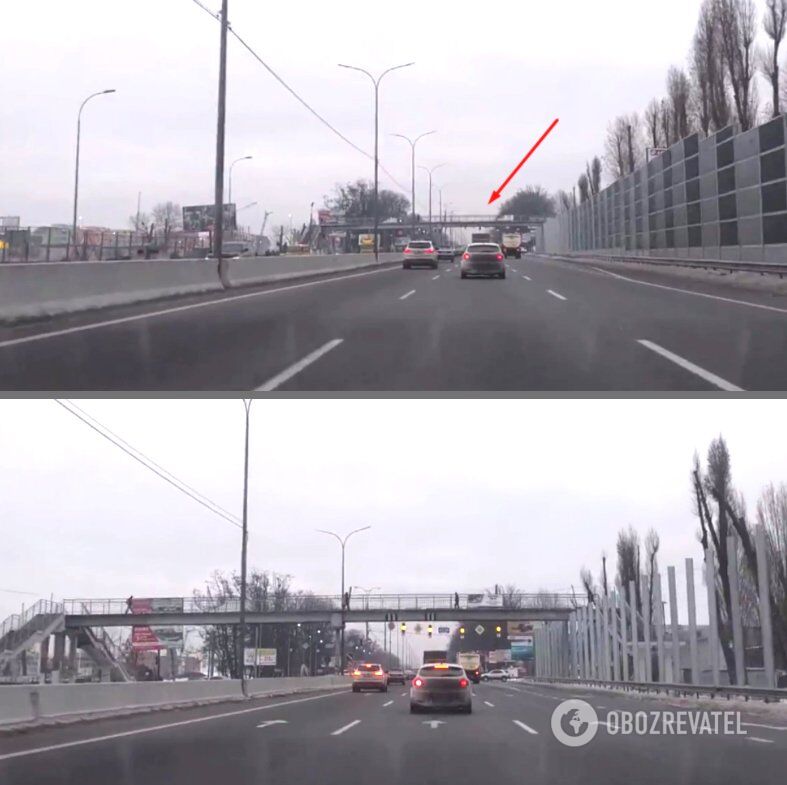 Светофор не виден за пешеходным мостом и "всплывает" лишь при подъезде