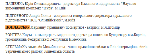 В Україні вшанували заслуги загиблої актриси ''Дизель Шоу''