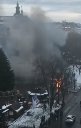 Взрыв на ярмарке во Львове попал на видео