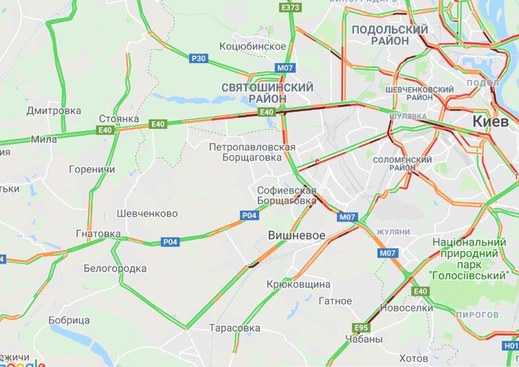 Киев парализовали многокилометровые пробки: подробная карта 
