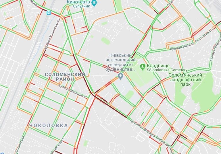 Киев парализовали многокилометровые пробки: подробная карта 