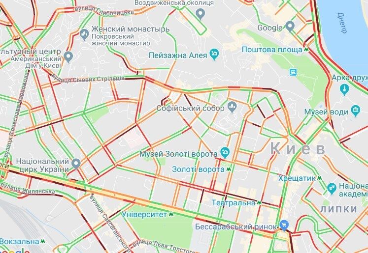 Киев парализовали многокилометровые пробки: подробная карта 