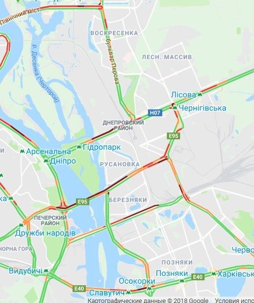 Киев парализовали многокилометровые пробки: подробная карта 