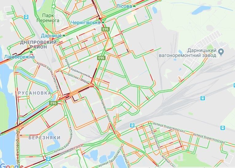 Киев парализовали многокилометровые пробки: подробная карта 